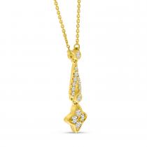 14K Yellow Gold Diamond Drop Clover Necklace