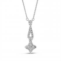 14K White Gold Diamond Drop Clover Necklace