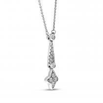 14K White Gold Diamond Drop Clover Necklace