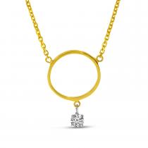 14K Yellow Gold Floating Diamond Circle Necklace