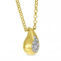 14K Yellow Gold Diamond Petite Teardrop Necklace