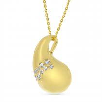 14K Yellow Gold Diamond Teardrop Pendant