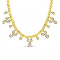 14K Yellow Gold Diamond Drop Beaded Necklace