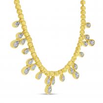 14K Yellow Gold Diamond Drop Beaded Necklace