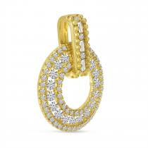 14K Yellow Gold Diamond Circle Pendant with Beaded Bale and Baguette Diamonds