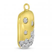 14K Yellow Gold Scattered Diamond Dog Tag Necklace