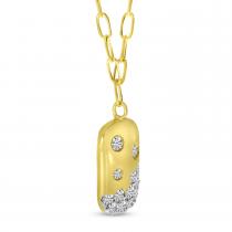 14K Yellow Gold Scattered Diamond Dog Tag Necklace