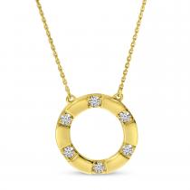 14K Yellow Gold Spaced Diamond Circle Necklace