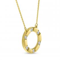 14K Yellow Gold Spaced Diamond Circle Necklace