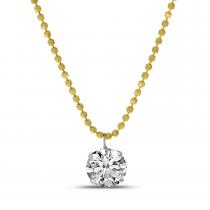 14K Yellow Gold Single Floating Diamond Bead Chain Necklace