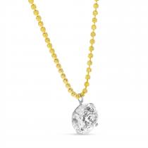 14K Yellow Gold Single Floating Diamond Bead Chain Necklace