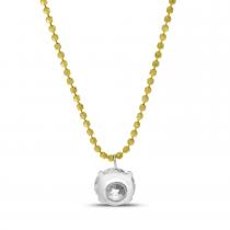 14K Yellow Gold Single Floating Diamond Bead Chain Necklace