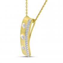 14K Yellow Gold Diamond Station Bar Pendant