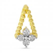 14K Yellow Gold Diamond Cluster Beaded Triangle Pendant