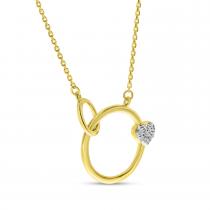 14K Yellow Gold Diamond Double Circle Necklace