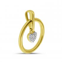 14K Yellow Gold Diamond Heart Circle Pendant