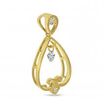 14K Yellow Gold Dashing Diamond .14 Ct Dangle Pear Pendant