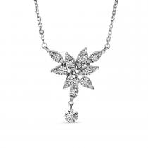 14K White Gold Diamond Burst Dashing Diamond Necklace