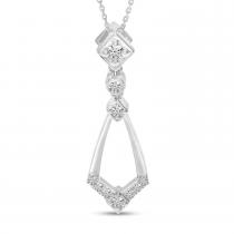 14K White Gold Diamond Geometric Dangle Pendant