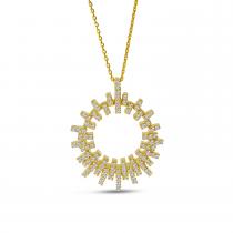 14K Yellow Gold Diamond Geometric Circle Pendant