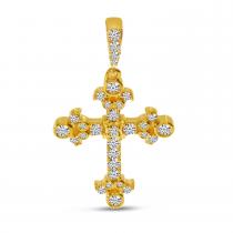 14K Yellow Gold Diamond Fashion Cross Pendant