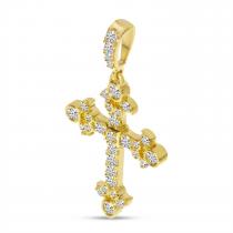 14K Yellow Gold Diamond Fashion Cross Pendant