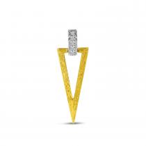 14K Two Tone Gold Diamond Textured Geometric Pendant