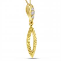 14K Yellow Gold Diamond Textured Marquise Pendant