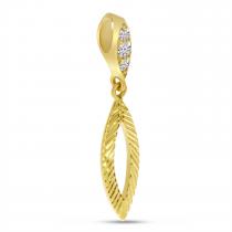 14K Yellow Gold Diamond Textured Marquise Pendant