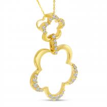 14K Yellow Gold Diamond Floral Fashion Pendant