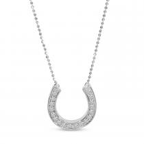 14K White Gold Diamond Horseshoe Necklace