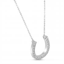 14K White Gold Diamond Horseshoe Necklace