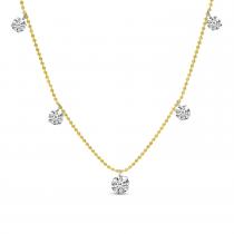 14K Yellow Gold Graduated Floating Diamond Paperclip Chain Necklace