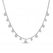 14K White Gold Diamond By the Yard 1.00 Ct Dashing Diamond Cable Chain 18 inch Necklace