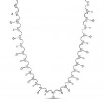 14K White Gold Diamond Scalloped Necklace