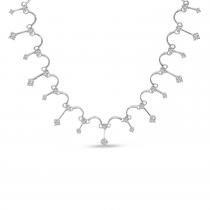 14K White Gold Diamond Scalloped Necklace