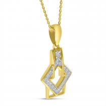 14K Yellow Gold Diamond Geometric Pendant