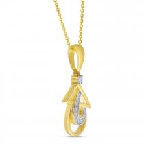 14K Yellow Gold Diamond Triangle and Pear Geometric Pendant