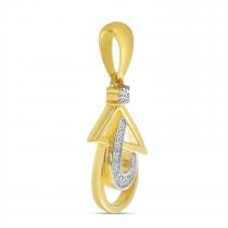 14K Yellow Gold Diamond Triangle and Pear Geometric Pendant