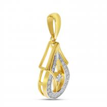 14K Yellow Gold Diamond Geometric Pear Pendant