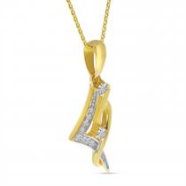 14K Yellow Gold Diamond Swirl Geometric Pendant