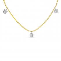 14K Yellow Gold 3 Floating Diamond 18 inch Necklace