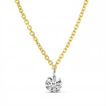 14K Yellow Gold Single .25 ct Floating Diamond 16 in Cable Chain Necklace