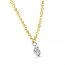 14K Yellow Gold Single .25 ct Floating Diamond 16 in Cable Chain Necklace