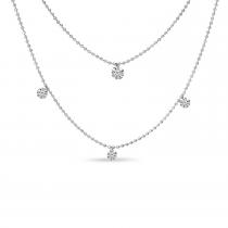 14K White Gold Doub;e Chain Convertible Dashing Diamonds Necklace