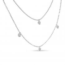 14K White Gold Doub;e Chain Convertible Dashing Diamonds Necklace