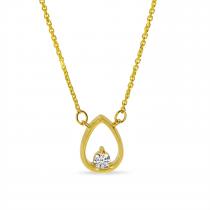 14K Yellow Gold Petite Single Diamond Pear Shape Necklace