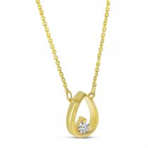 14K Yellow Gold Petite Single Diamond Pear Shape Necklace