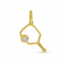 14K Yellow Gold Open Diamond Pickleball Pendant