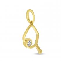 14K Yellow Gold Open Diamond Pickleball Pendant